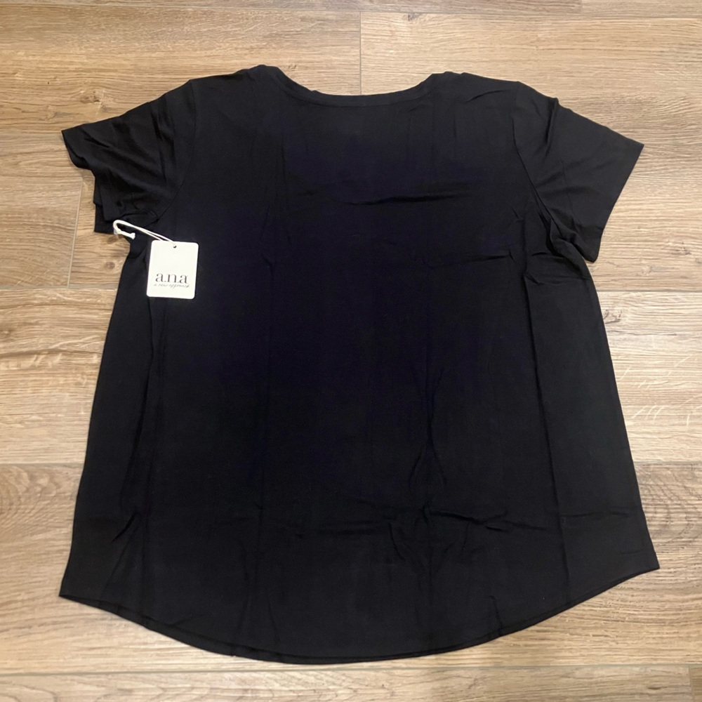 NWT A.n.a Women’s Scoop Neck Short Sleeve T-Shirt, Black, XL - Picture 11 of 11